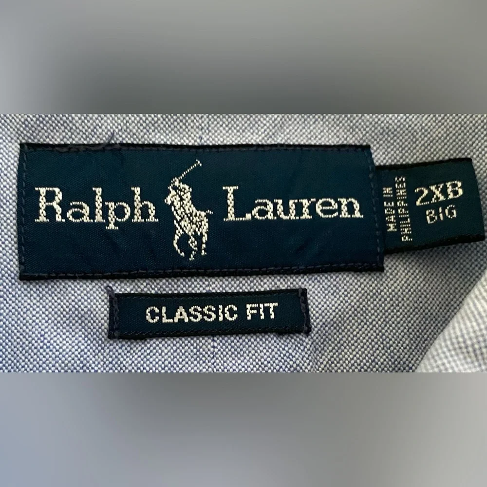 Polo RL Classic Fit Men’s Big &‎ Tall Sz 2XB Blue Cotton Long Sleeve Button Down